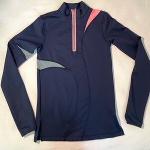 LAAIN navy blue pull over with 1/4 zip, size xs
